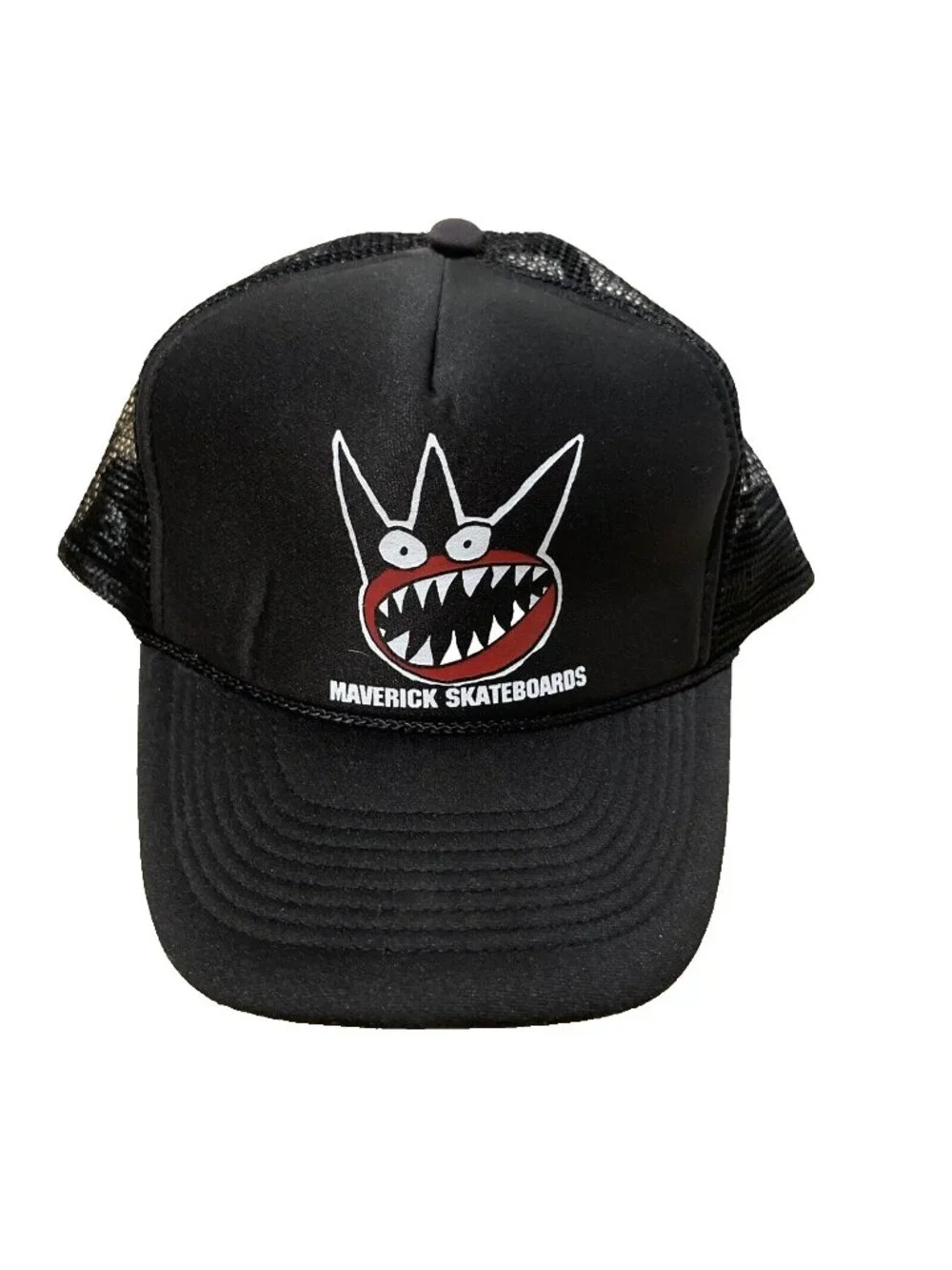 Maverick Skateboards Black Logo Trucker Snap Back Hat